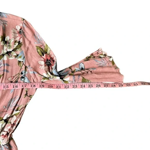 New Mode USA Floral Pink Romper with 3/4 Sleeves Size M - Picture 6 of 7